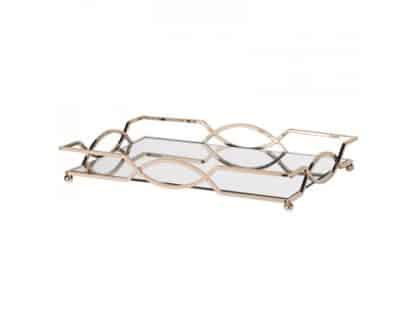 Gold handle scroll decorative Tray with a mirror top