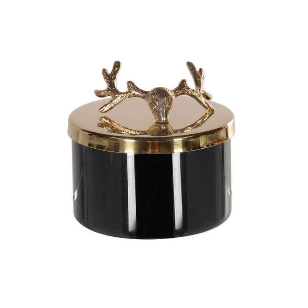 black reindeer top candle with black box