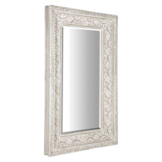 Large White Embossed Mirror