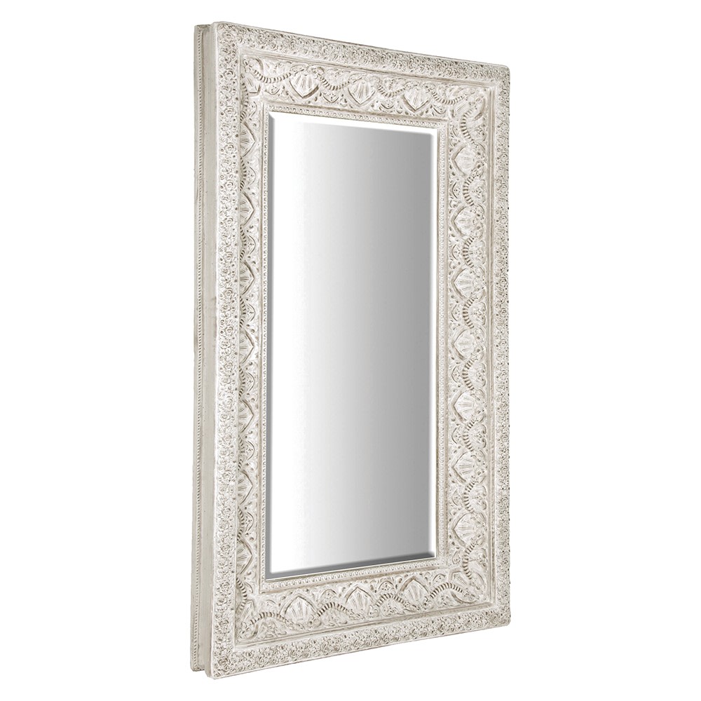 Large White Embossed Mirror