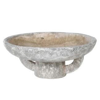 Distressed Round Footed Cement Bowl