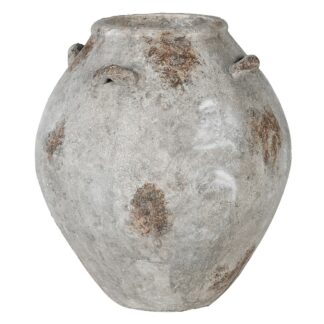 Grey Round Distressed Cement Vase