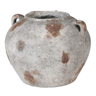 Grey Distressed Cement Squat Vase