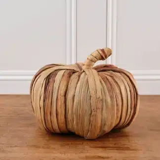 organic round natural rustic straw pumpkin decoration with straw stalk