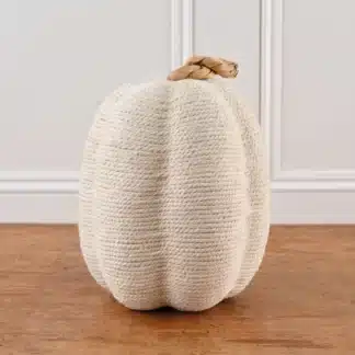 Tall Cream Cotton and Rope Pumpkin