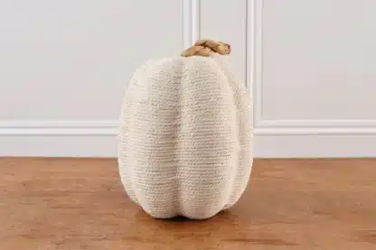 Tall Cream Cotton and Rope Pumpkin