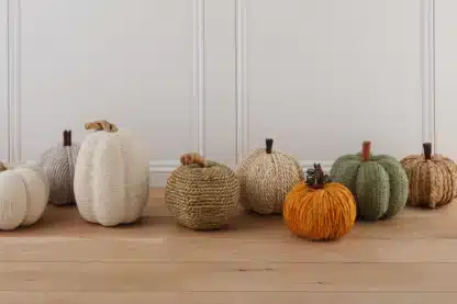 Tall Cream Cotton and Rope Pumpkin