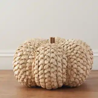 Ivory Round Straw Pumpkin Decoration