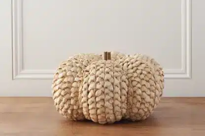 Ivory Round Straw Pumpkin Decoration