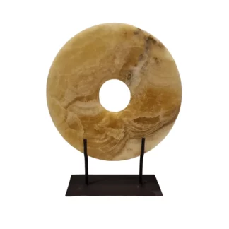 Large Amber Marble alabaster Disc