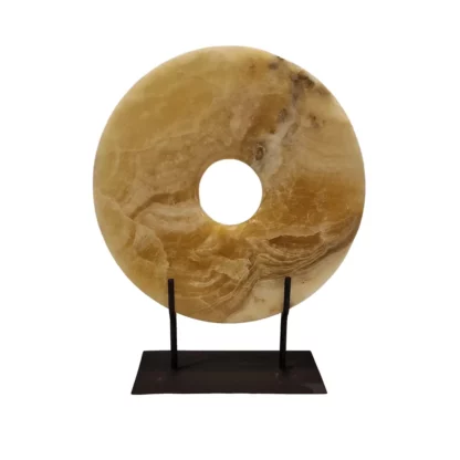Large Amber Marble alabaster Disc