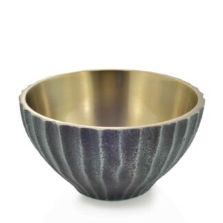 Decorative bronze ribbed round bowl