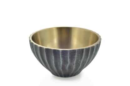 Decorative bronze ribbed round bowl