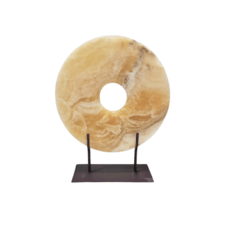 amber marble disc on stand