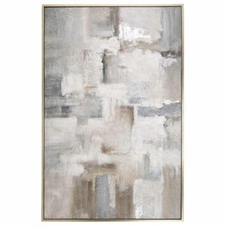 Large neutral abstract wall art in frame