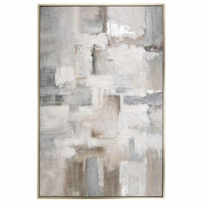 Large neutral abstract wall art in frame