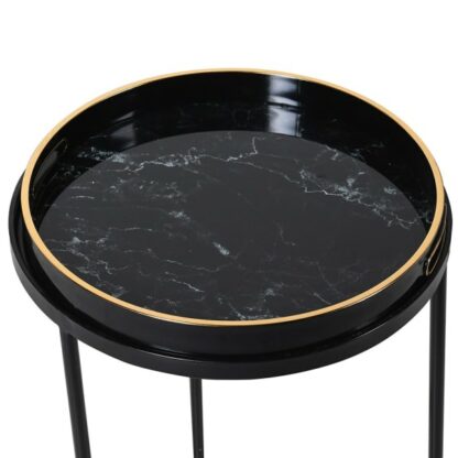 Black Marble Effect Tray Tables – Set of 2