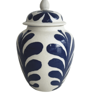 blue leaf lidded jar