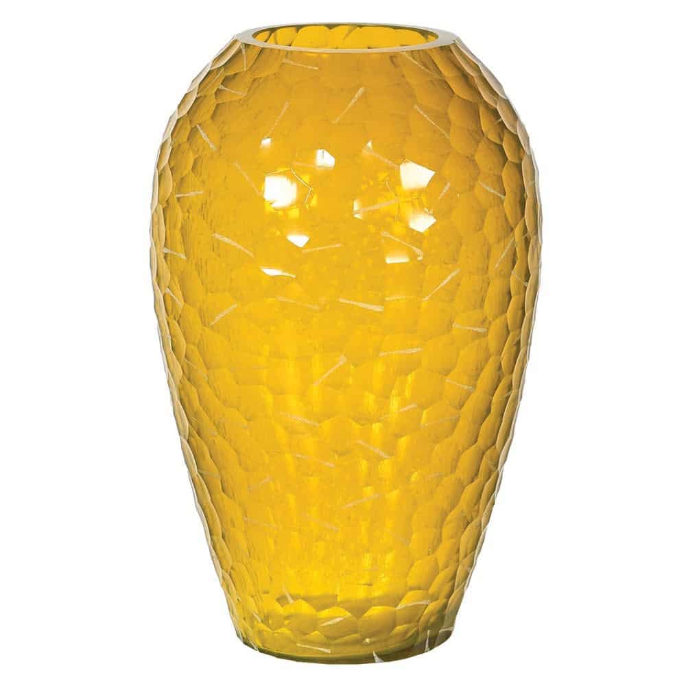 HAMMERED YELLOW GLASS VASE