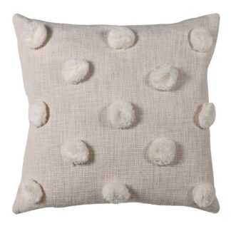 neutral pom pom cushion cover