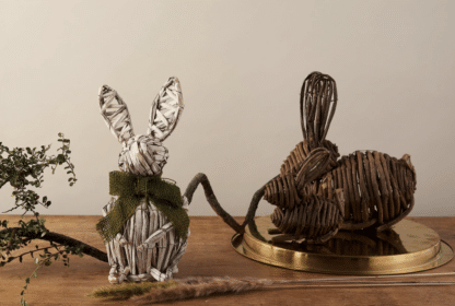 Dark Brown Handmade Rustic Vine Sitting Bunny (26 cm