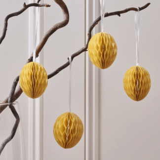 yellow hanging paper easter eggs