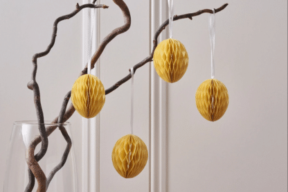 yellow hanging paper easter eggs