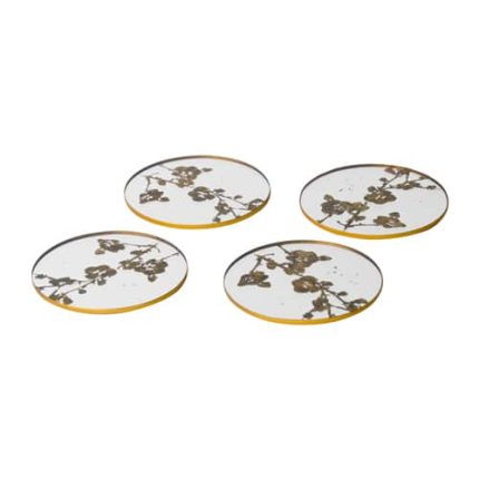 Antique Gold Bloss Coasters - Set of 4