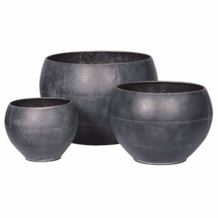 Bronze Round Planters – Set of 3