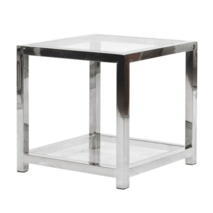 Cube Chrome & Glass Side Table