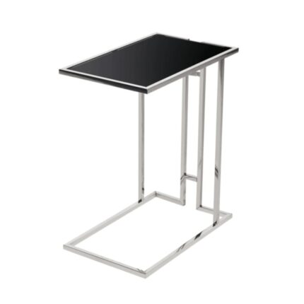 Stainless Steel Black Glass Side Table