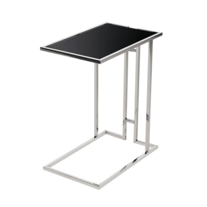 Stainless Steel Black Glass Side Table