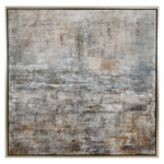 abstract wall art with blue grey and neutral tones