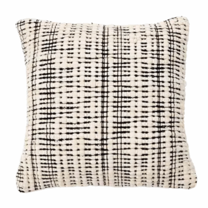 black and ivory cushion with lines