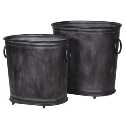 black bucket planters