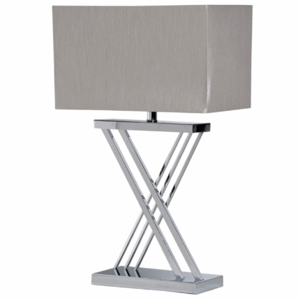 chrome table lamp with taupe shade