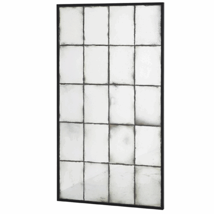 rustic panel mirror with black frame