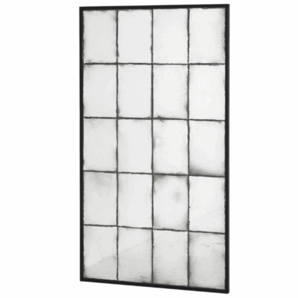 rustic panel mirror with black frame
