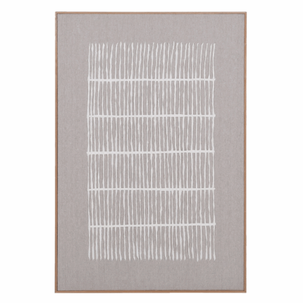 taupe organic wall art with white stripes
