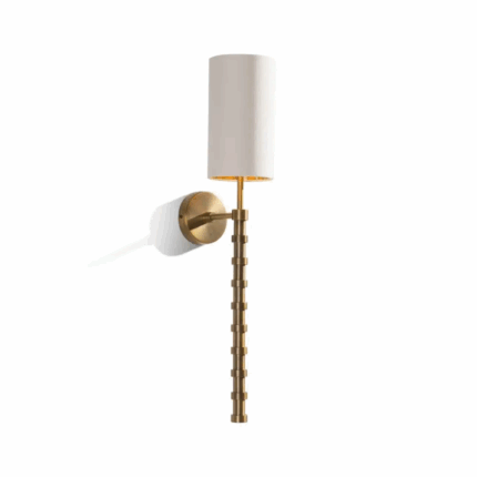 wall lamp with gold base and ivory shade